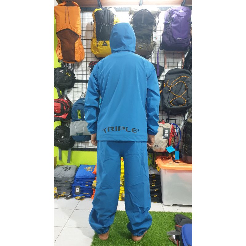 TRIPLE OUTDOOR RAINGUARD 1 set - Jas Hujan Ultralight - Jas Hujan stelan