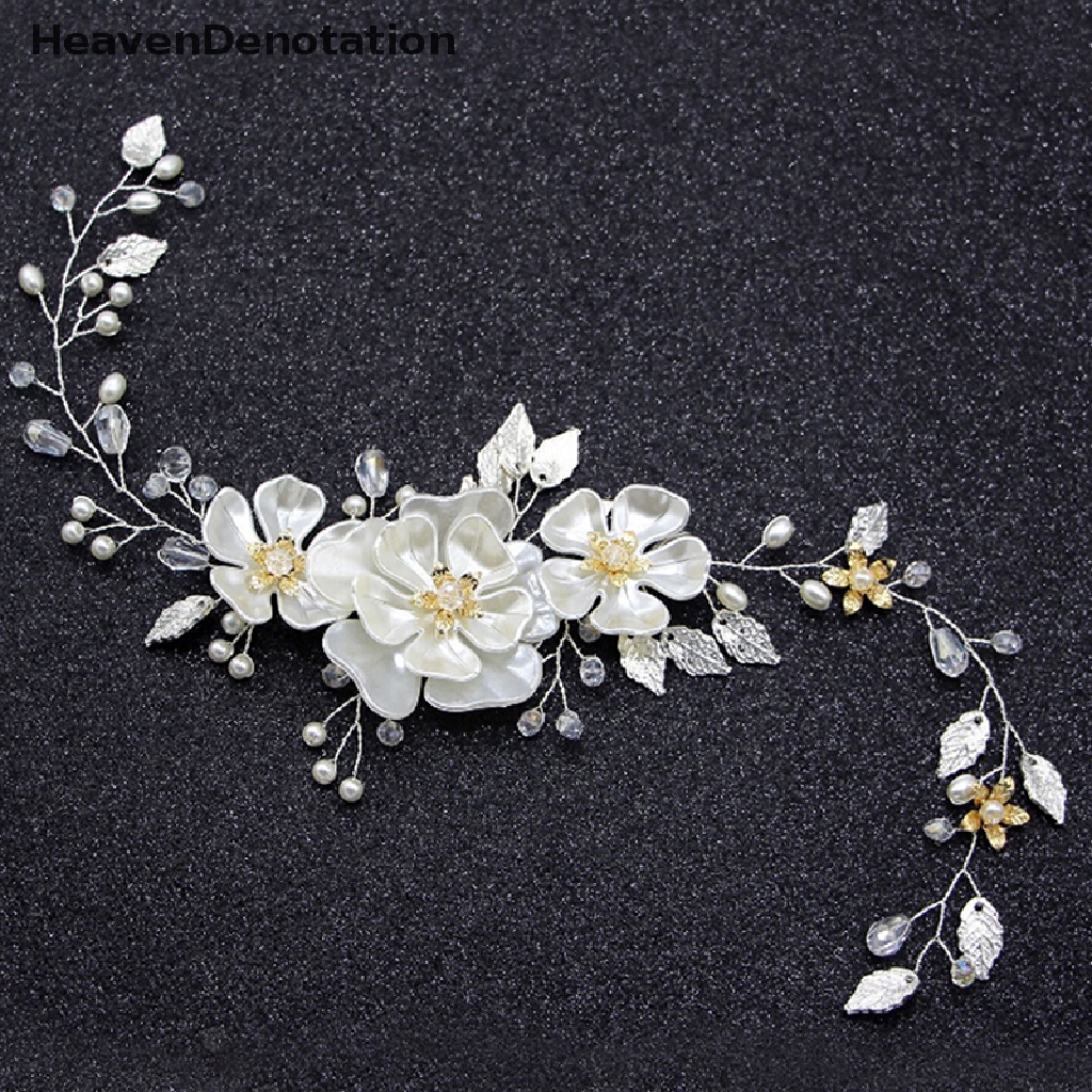 [HeavenDenotation] Women bridal white flower rhinestone pearl hair clip wedding hair accessories