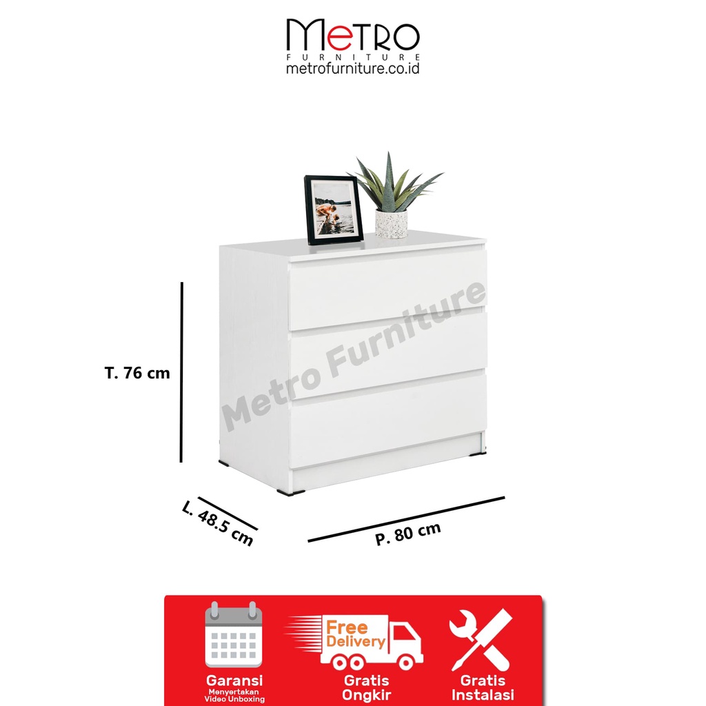 Tempat penyimpanan / Drawer / Laci 3 tingkat MALM