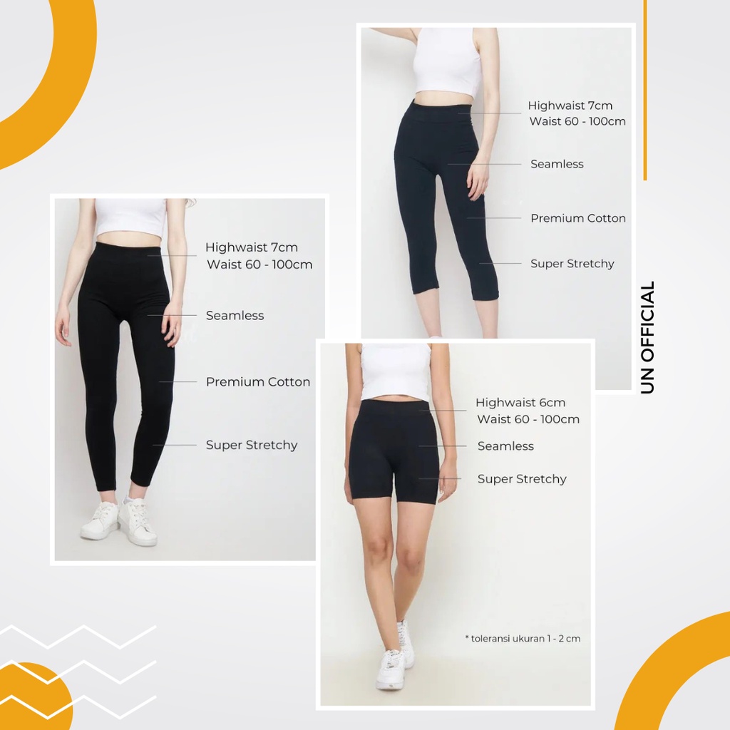 Legging Panjang, 7/8, dan Shortpants Spandek Ukuran Standar dan Jumbo