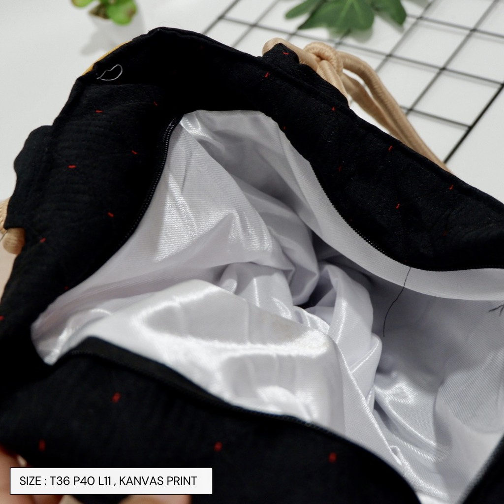 TAS Sumbu (COD) TOTEBAG Kanvas Tote bag Wanita Tebal Motif LUCU Model Tali Sumbu Tambang BESAR hijab