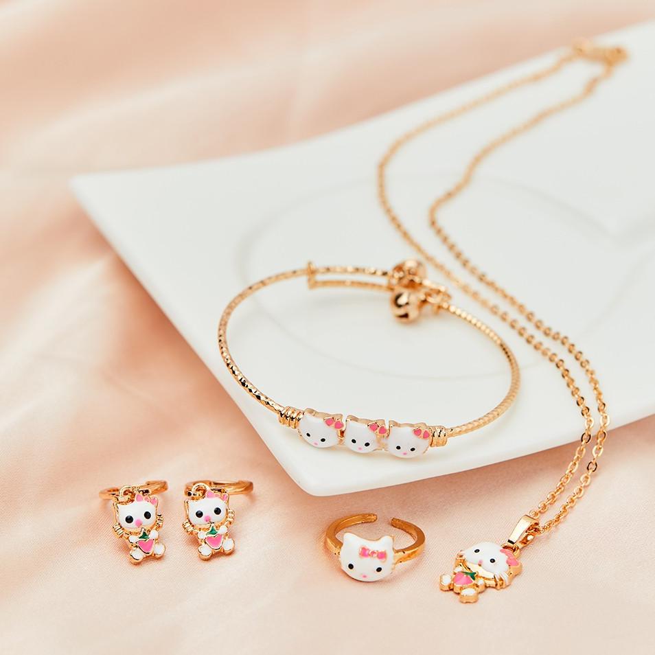 BISA COD PRODUK TRENDY219 Set Perhiasan Anak Titanium Anti Karat Hello Kitty Kalung Anak Kucing Kecil Set Ci