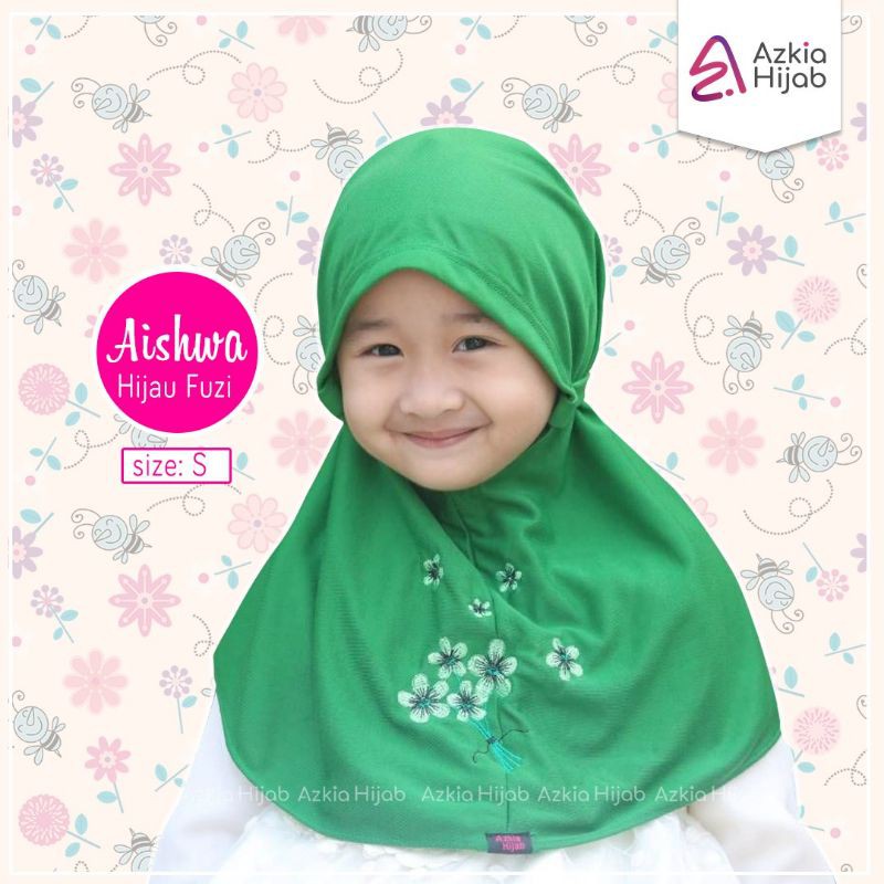 Aishwa || size SS (size 1) jilbab anak / bayi || usia 0 bulan - 6 bulan new azkia hijab-Hijau fuji