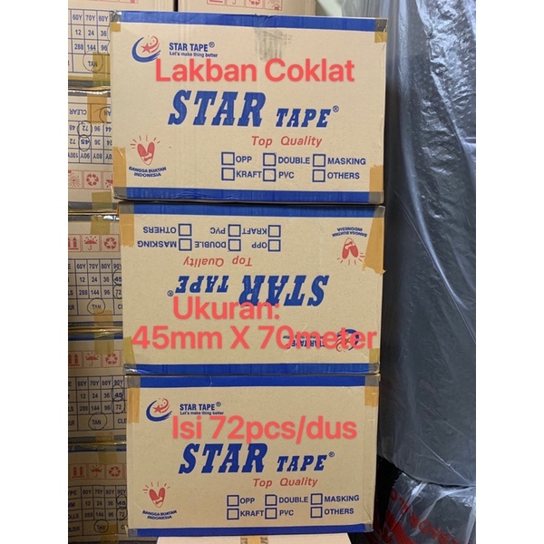 

1 KARTON Lakban Bening & Coklat 2 Inch Panjang 70 Meter