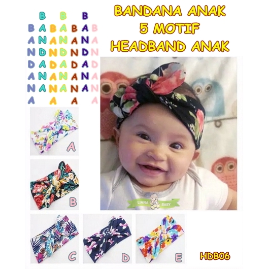 HDB06 BANDANA ANAK PITA 5 MOTIF FLOWER HEADBAND ANAK