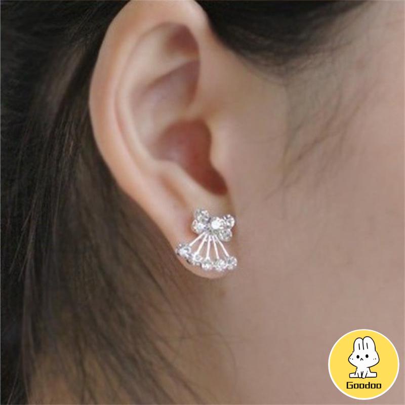 Anting Mutiara Pejantan Kristal Fashion Hati Mutiara Kristal Stud Anting-Anting Pesona Zirkon -Doo