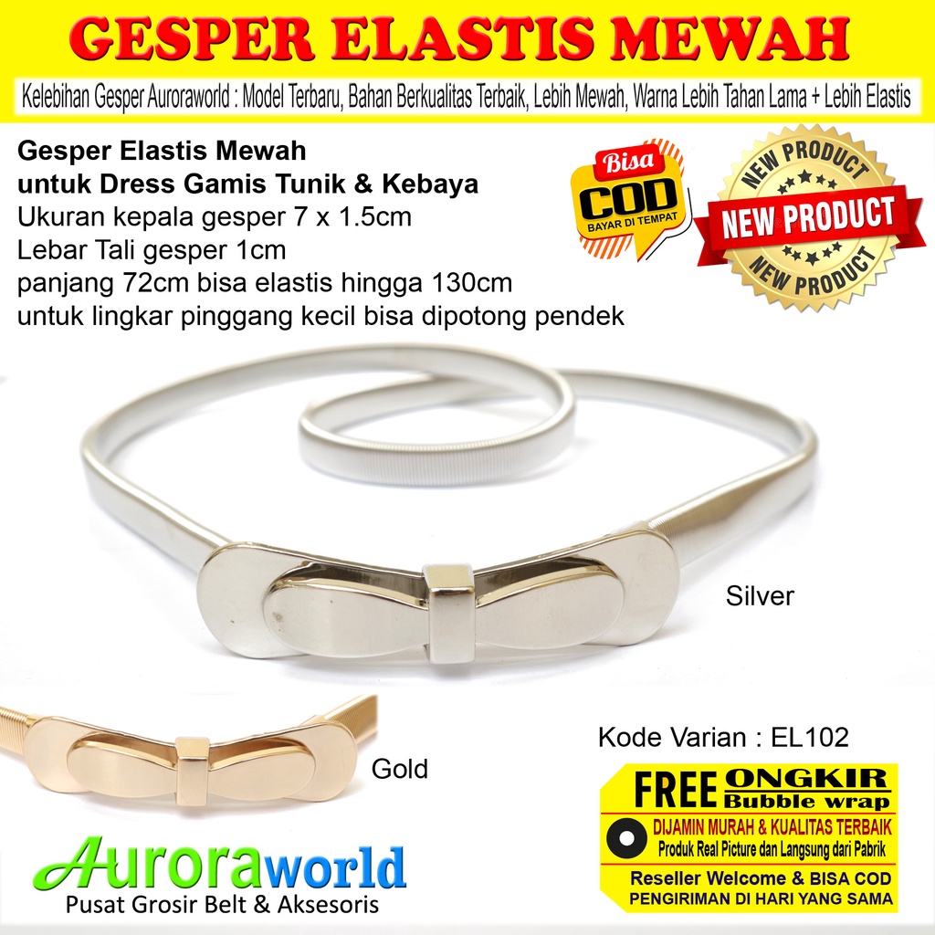 AURORAWORLD BELT ELASTIS GESPER WANITA ELASTIS UNTUK DRESS KEMEJA GAMIS TUNIK