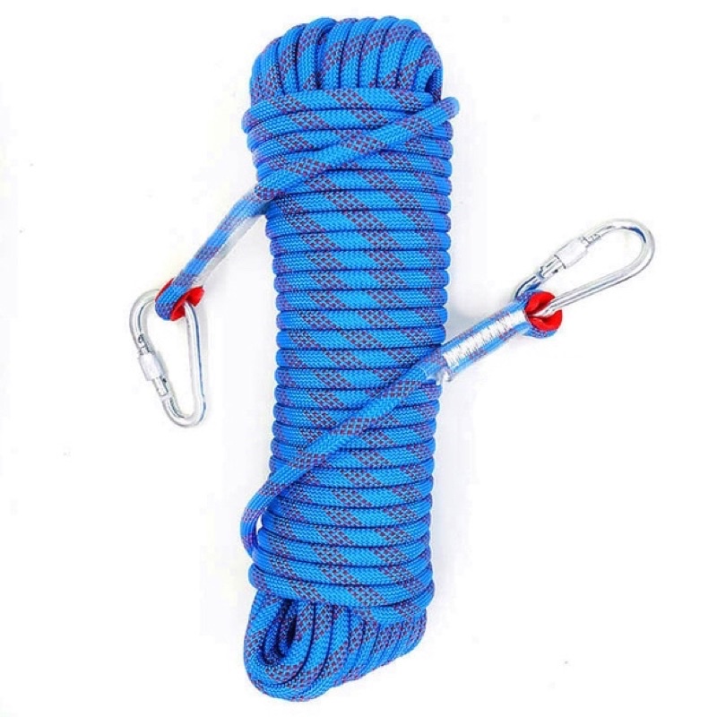 Tali Paracord Panjang Tebing Climbing Rope 10mm 20 Meter with Steel Buckle - 24KN