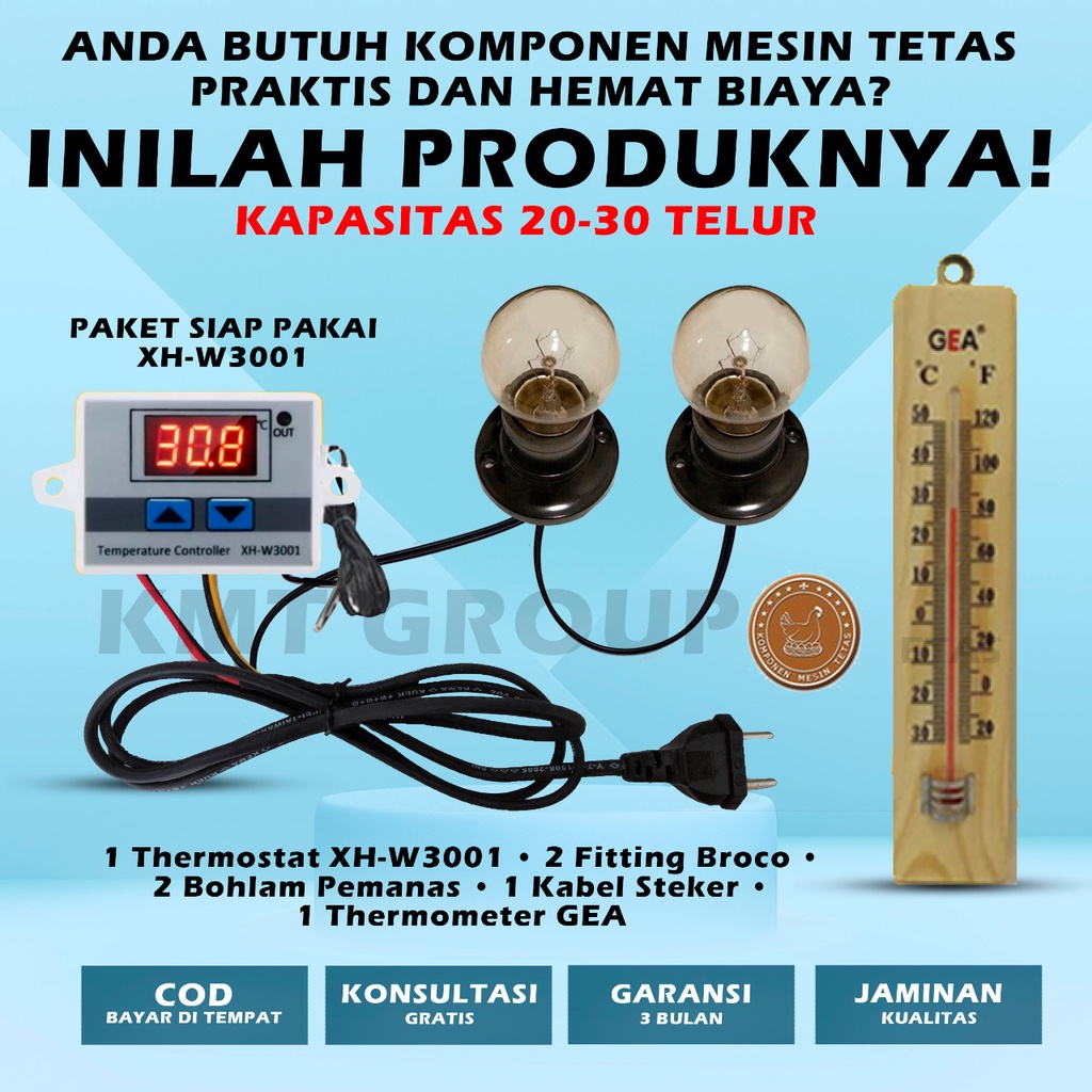 Paket Siap Pakai Termostat XH-W3001 TGEA Mesin Tetas Telur Full Otomatis Penetas