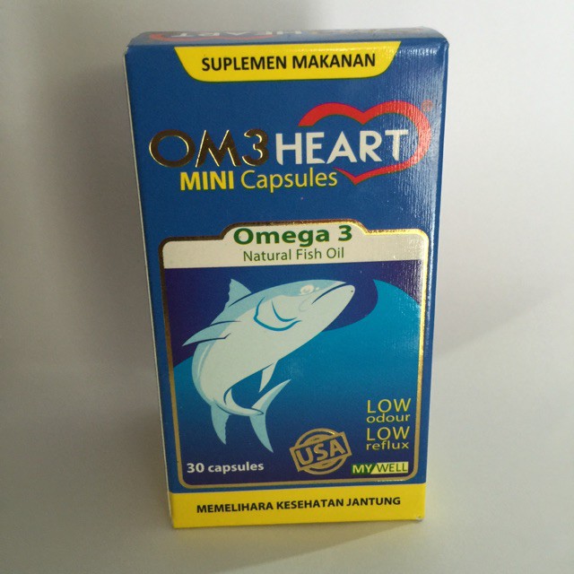 Om3heart Omeheart mini capsules Omega 3 Natural Fish Oil Minyak ikan isi 30