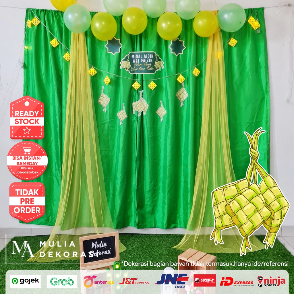 Backdrop Photobooth Lebaran Ramadhan Paket Lengkap Balon EID MUBARAK Hari Raya Idul Fitri