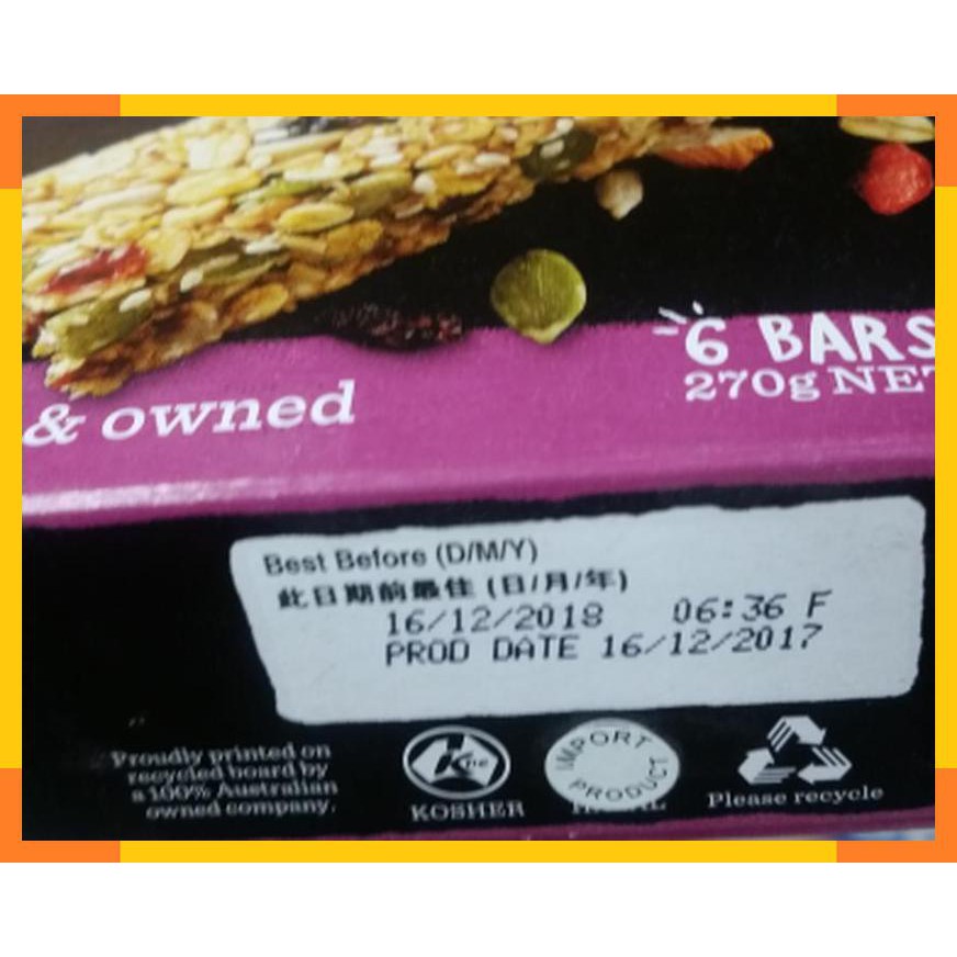 

Carmans | muesli bars | isi 6 | 270 gram | product of Autralia