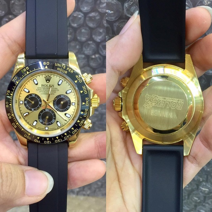 ROLEX DAYTONA GOLD BLACK RUBBER STRAP GRADE AAA JAPAN