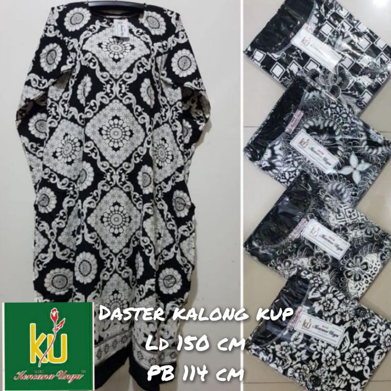 Daster Kalong Hitam Putih Kencana Ungu Label Putih LD 150 cm PB 114 cm