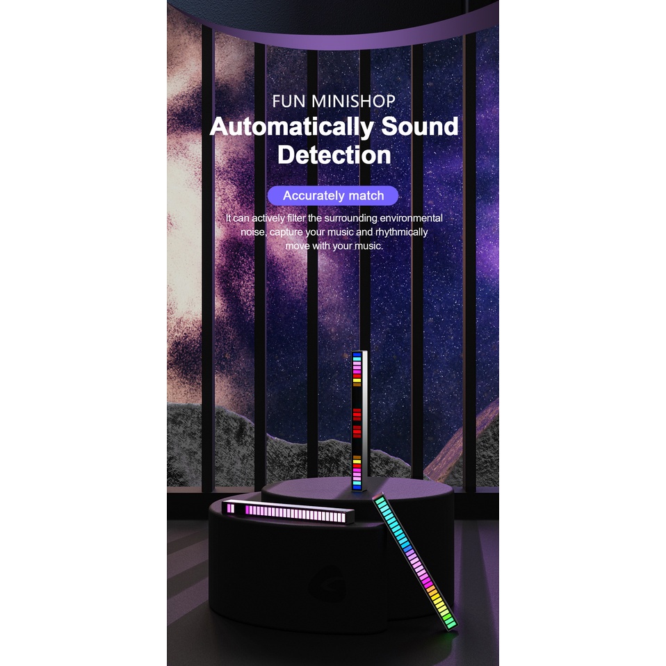 Lampu LED RGB Bar Strip Spectrum Audio Indicator Music Sound Control SPEAKER STICK