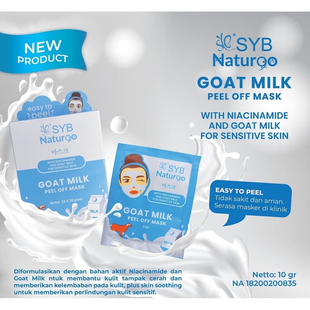 [ORI &amp; READY] SYB NATURGO Peel Off Mask Sachet | Acne | Chocolate | Charcoal | Diamond | Goat Milk | Gold | Strawberry | Masker Wajah Jerawat 10gr