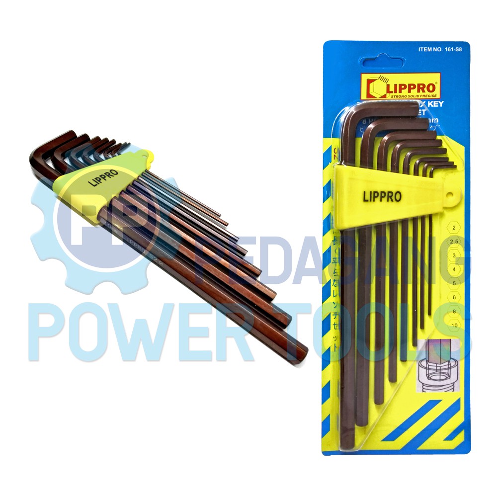 KUNCI L SET PANJANG 8 PCS EXTRA LONG PLAT LIPPRO 161-S8