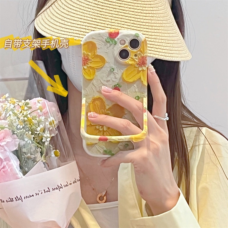 Yellow Flower Softcase Case HP Lucu for iphone XS Max XR 11 Pro Max 12 Pro Max 13 Pro Max