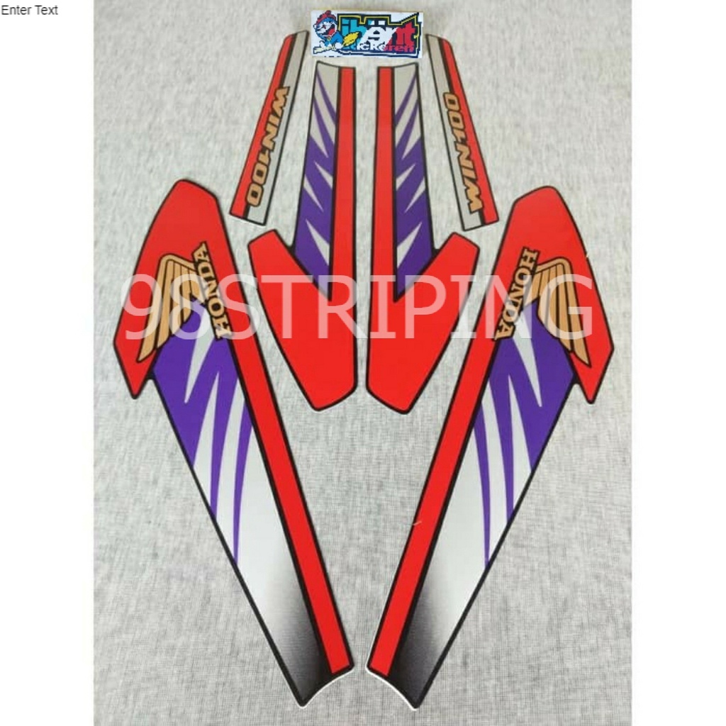 STIKER STRIPING LIS STANDAR ORI HONDA WIN100 WIN 100 MERAH TAHUN 1996 1997