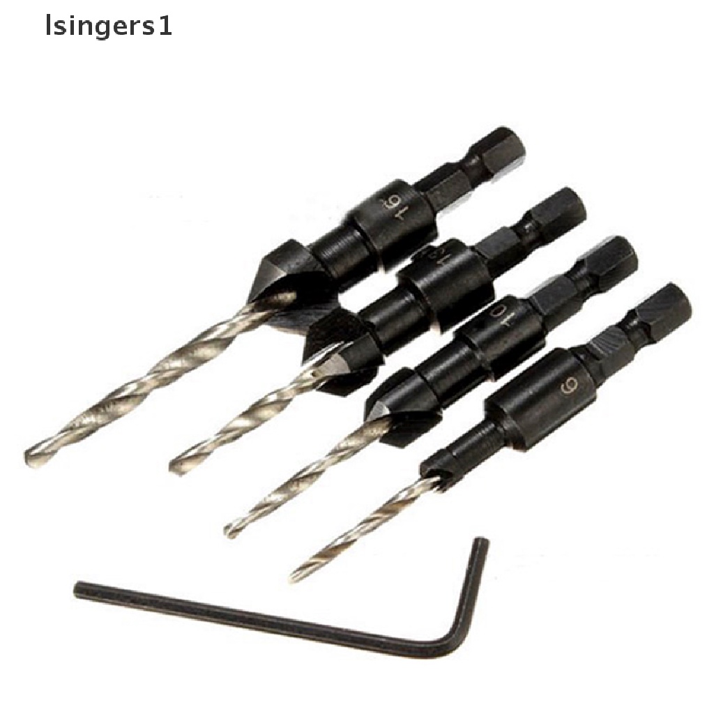 (lsingers1) 4pcs / Set Mata Bor Countersink HSS 5 Flutes 6-12 Untuk Pengerjaan Kayu#