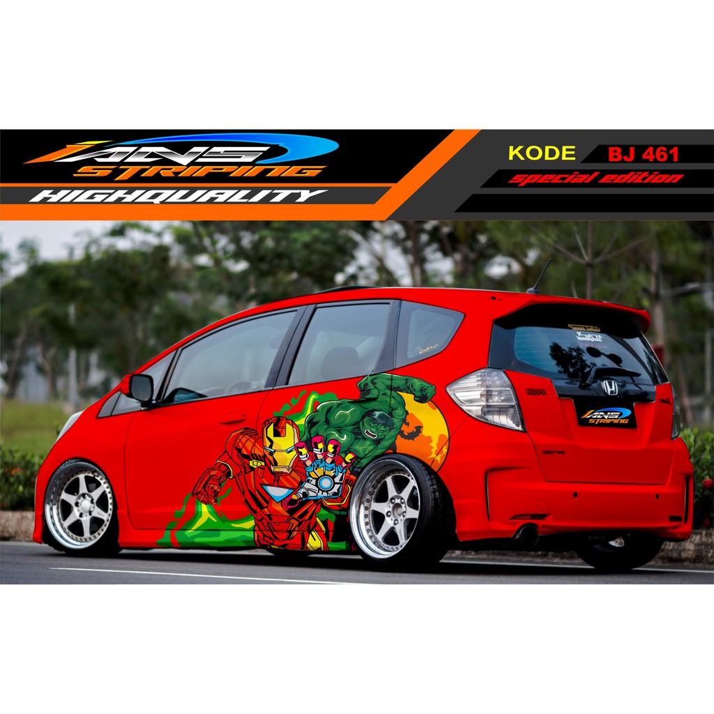 STICKER DECAL MOBIL JAZZ, BRIO , SWIFT , YARIS , AGYA / VARIASI STICKER MOBIL KARTUN / STIKER MOBIL