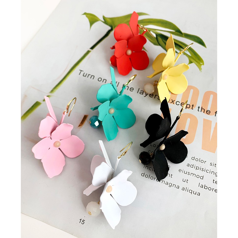 LRC Anting Gantung Fashion Alloy Double-layer Flower Earrings F78520