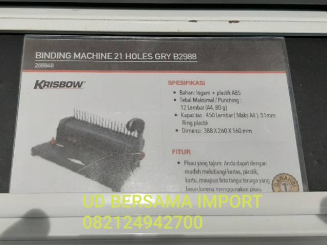 krisbow mesin jilid 21 lubang binding machine