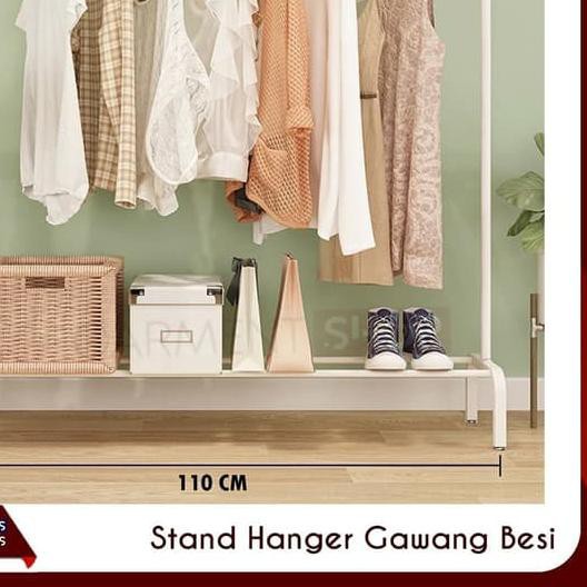 Stand Hanger Single Gawang Besi Kuat Putih Hitam Butik Bazar Display Gawangan