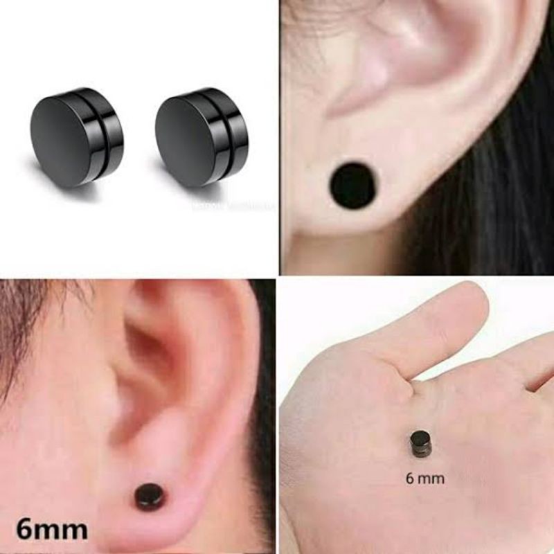 ANTING MAGNET WARNA HITAM POLOS 5-6 MM MURAH