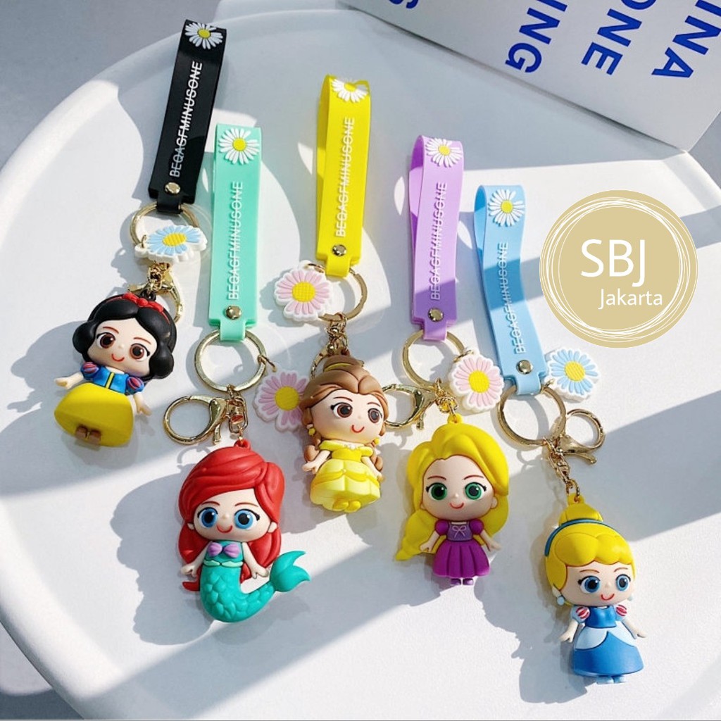 Gantungan kunci princess / keychain princess Cinderella Snow white Rapunzel Little mermaid Belle