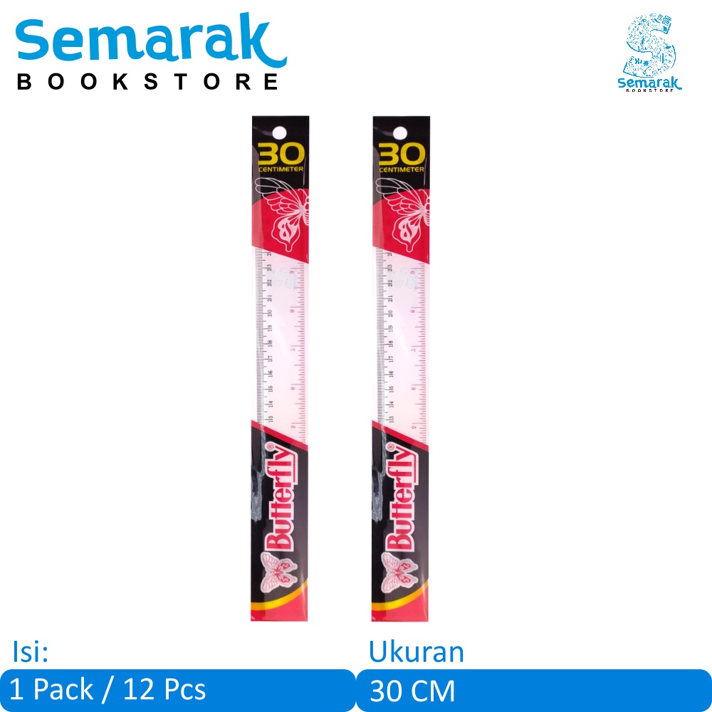 

Butterfly The Best Glass Ruler Penggaris Plastik Transparan 30 CM [1 Pack / 12 Pcs]