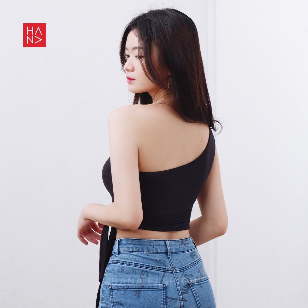 HanaFashion JKT - Alicia One-Shoulder Crop Stylish Wanita Murah - CT091