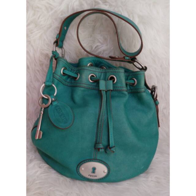 Fossil maddox drawstring turqoise preloved