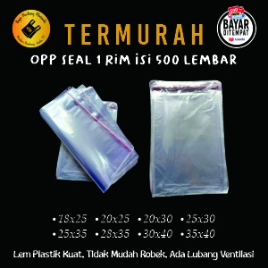 &lt;isi 500lembar&gt; Plastik OPP Seal Uk 35x39 Bening / plastik baju / plastik PP / plastik perekat termurah / plastik lem / plastik bening / plastik lem bening