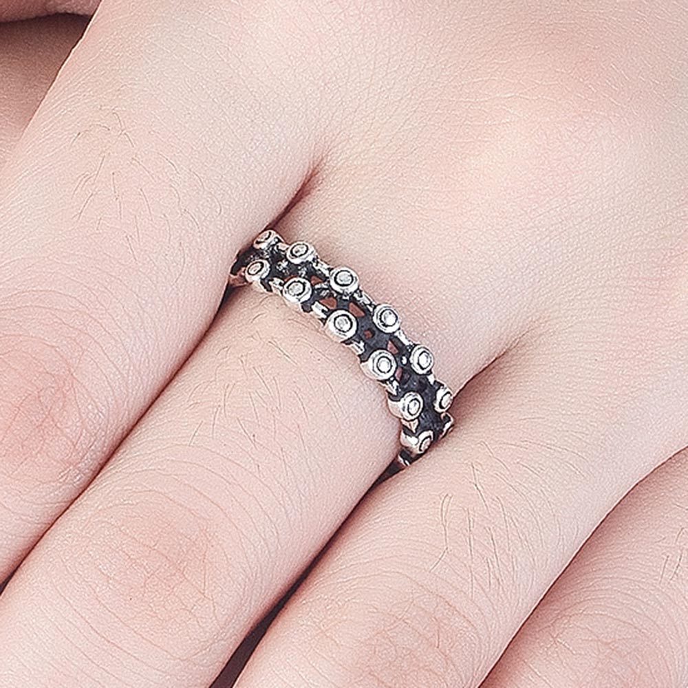 925 Perak Cincin Untuk Wanita/pasangan Cincin yang Dapat Disesuaikan Berongga strip Perhiasan Retro JZ00069