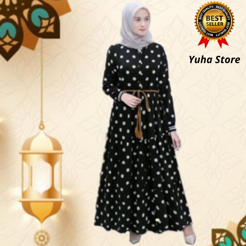 Dress jumbo Aqila Polka DRES MUSLIM POLKA TERLARIS.