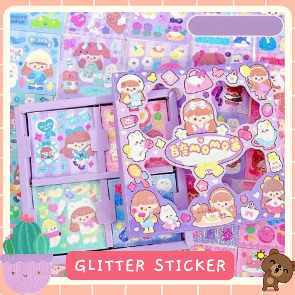 Stiker Glitter Planner Scrapbook Tempel Dekorasi Sticker Cute Aesthetic