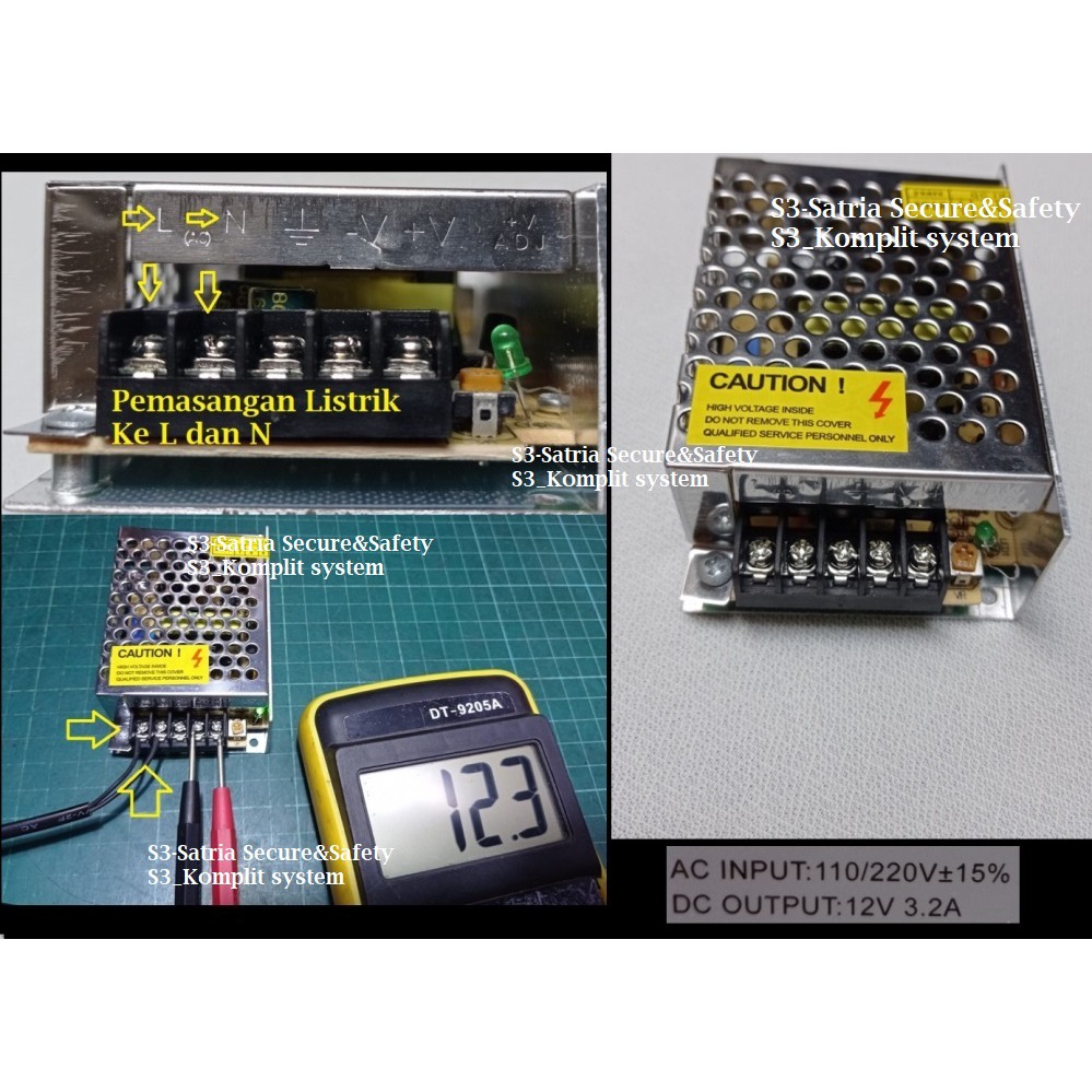 Power supply 12V 3A switching 3.2A Body Kecil sedang 12V 3,2A