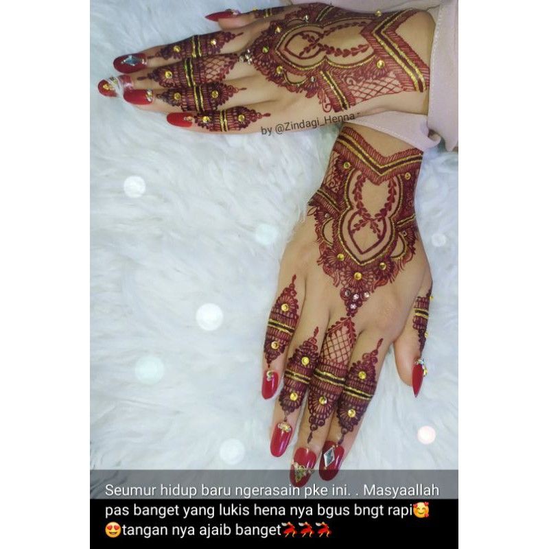 Henna Instan Pengantin Hena Tangan Awet Racik Halal Maroon Hitam Brown Red Cherry