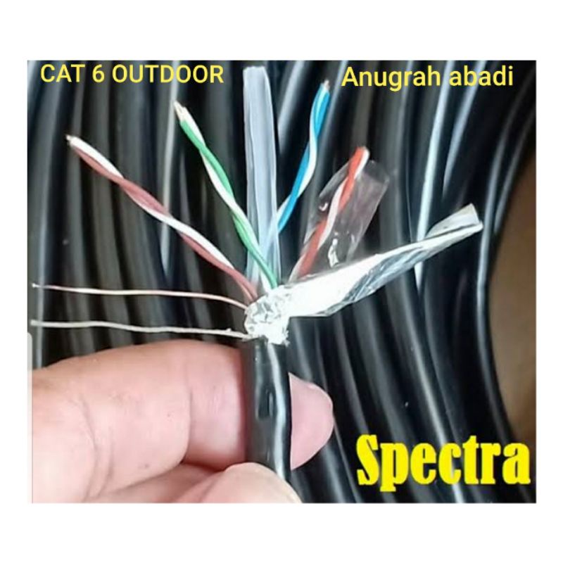 Kabel data Lan FTP STP Cat6 SPECTRA Outdoor Hitam Black