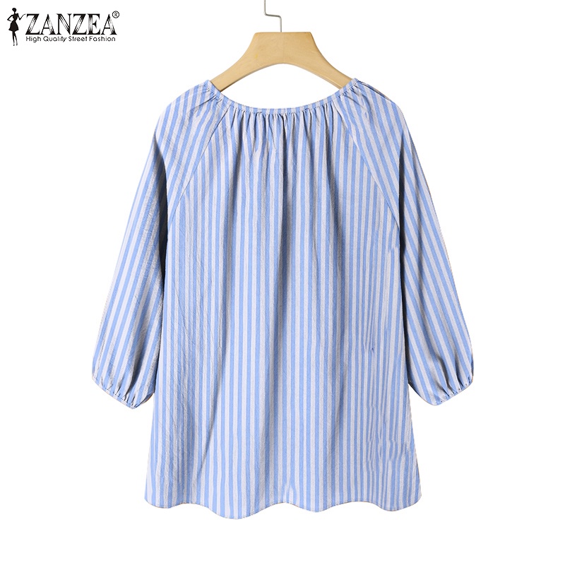 ZANZEA Womens Blouse Casual Loose Shirt Tee Retro Printed Blouse