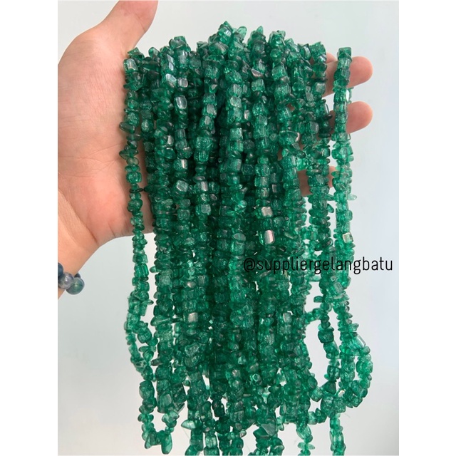 kerikil Batu DARK GREEN QUARTZ 1cm kilap renteng kuarsa hijau tua