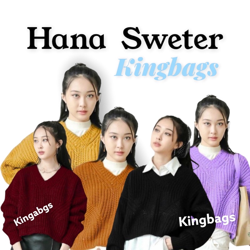 KBS BAJU RAJUT HANNA OVERSIZE KNIT/ YEJI SWEATER CROP OVERSIZE PREMIUM / V SWEATER RAJUT HIGH QUALITY