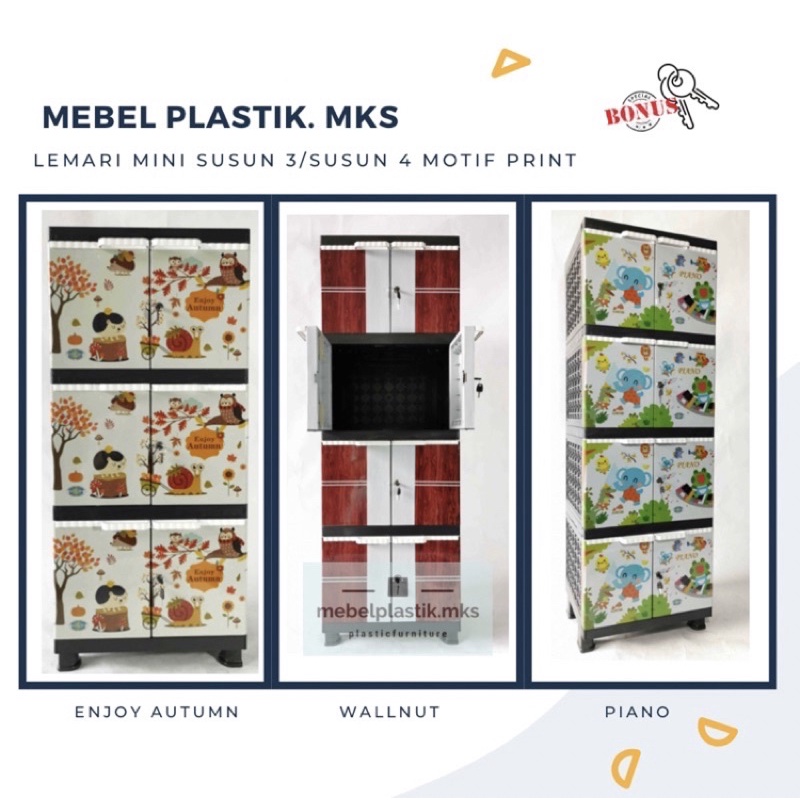 Lemari Gambar/ Lemari Kecil/ Lemari Plastik Mini Elegant/ Lemari Pink Katy Kunci