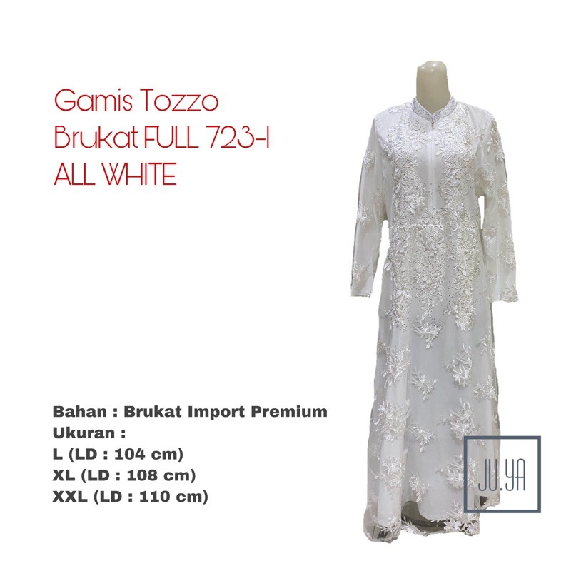 Gamis Tozzo Brukat FULL 723-1 ALL WHITE IMPORT