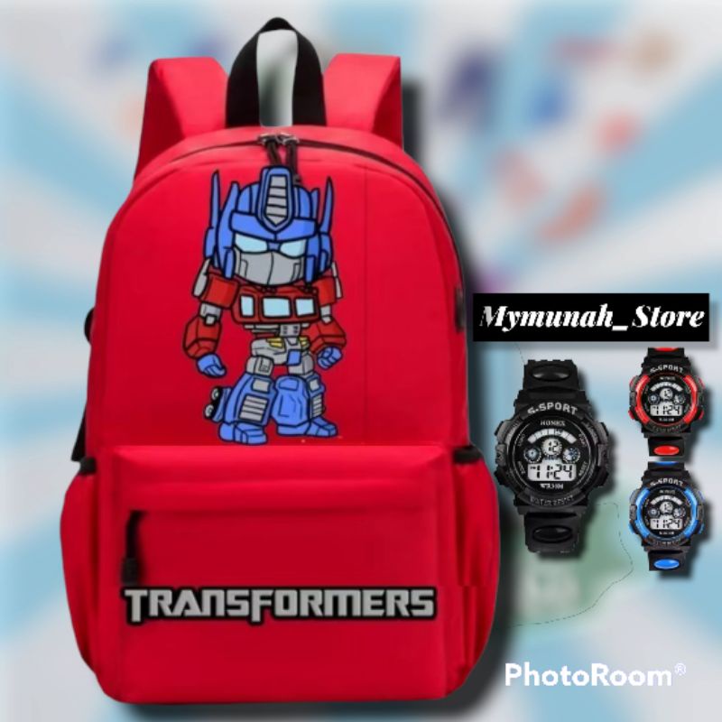 Tas Ransel Fashion Sekolah Anak Laki Laki TK SD Marvel Super Hero TransFormes