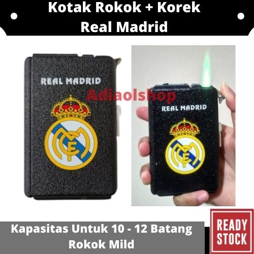 KOTAK ROKOK PLUS KOREK API CLUB BOLA REAL MADRID