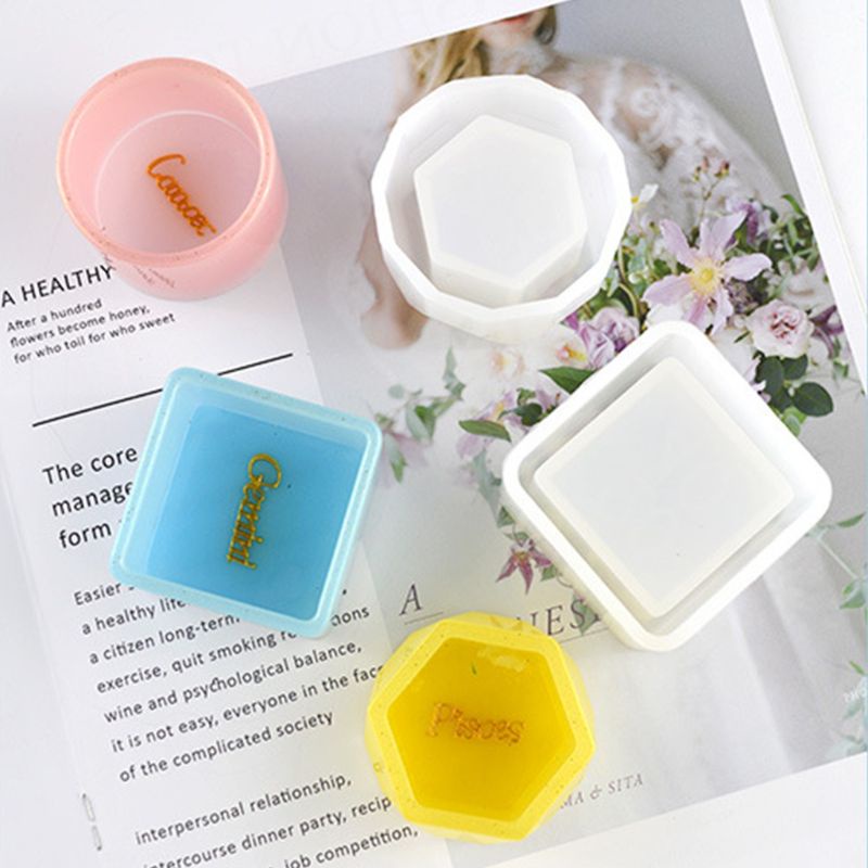 SIY  3Pcs/Set Crystal Epoxy Resin Mold Flowerpot Casting Silicone Mould Handmade DIY Craft Decoration Storage Box Making Tool