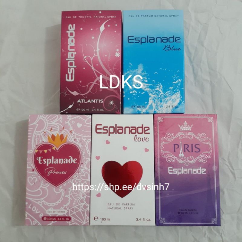 Parfum Esplanade 100ml - Paris / Love / Atlantis / Blue / Princess