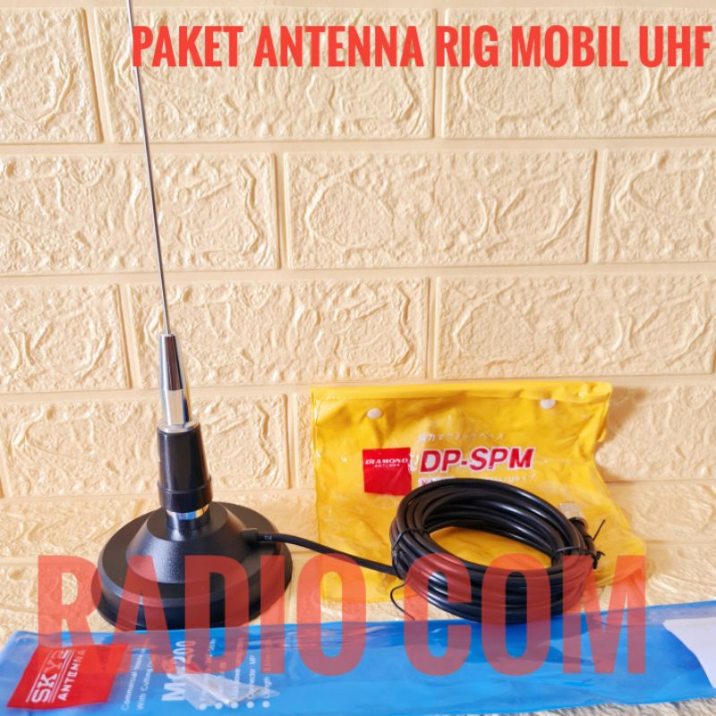 PAKET ANTENA RADIO MOBIL UHF PLUS BRACKET MAGNET DP SPM / ANTENA RADIO RIG MOBIL UHF MC200 MURAH